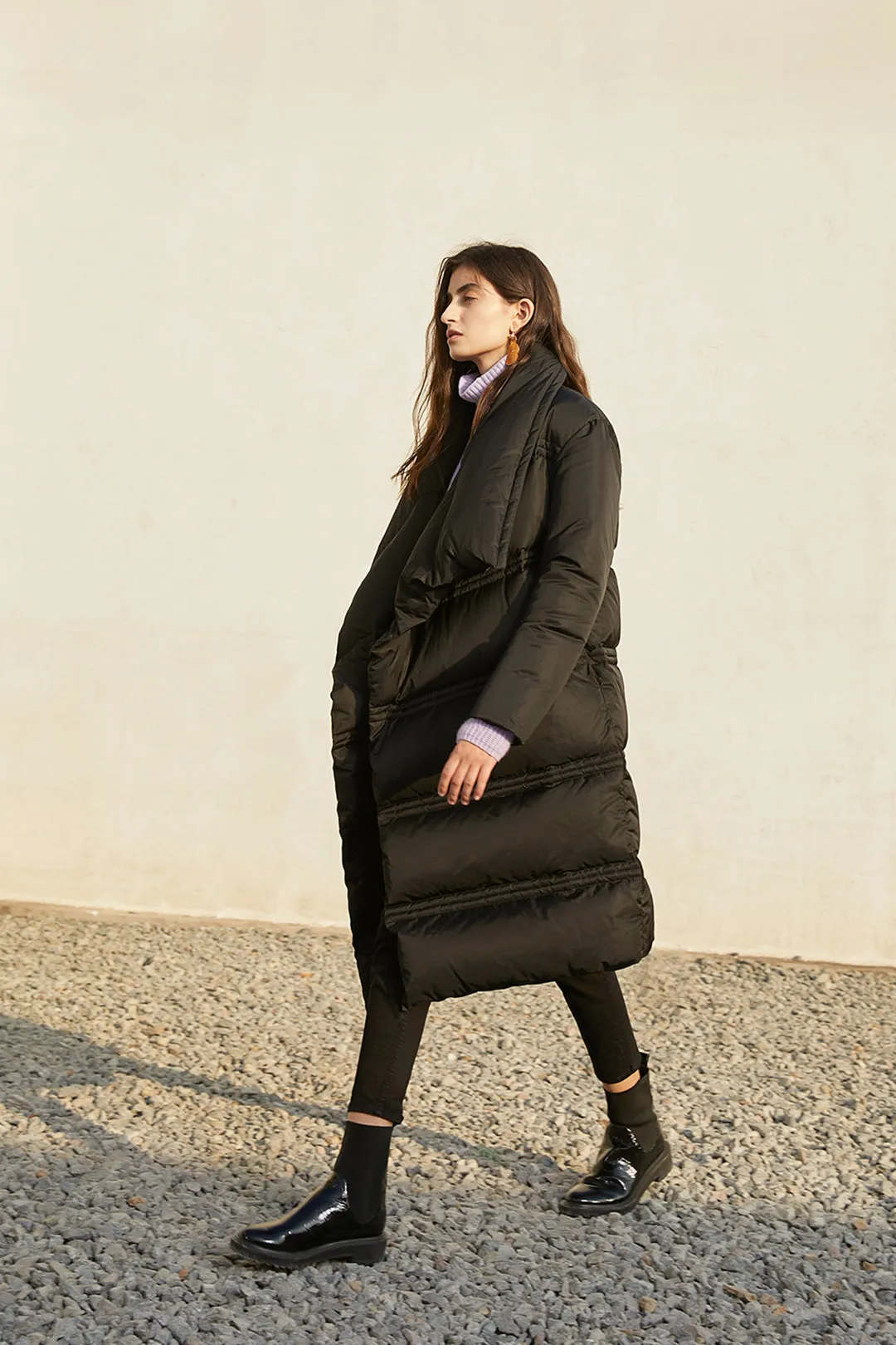 Large lapel down jacket | Mid-length down jacket | Commuter down jacket