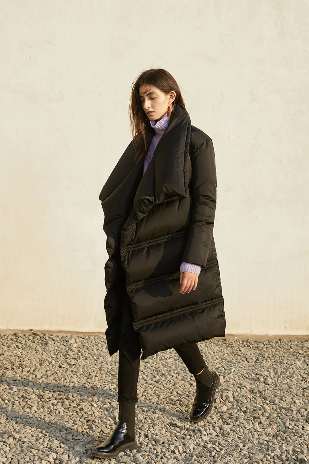 Large lapel down jacket | Mid-length down jacket | Commuter down jacket