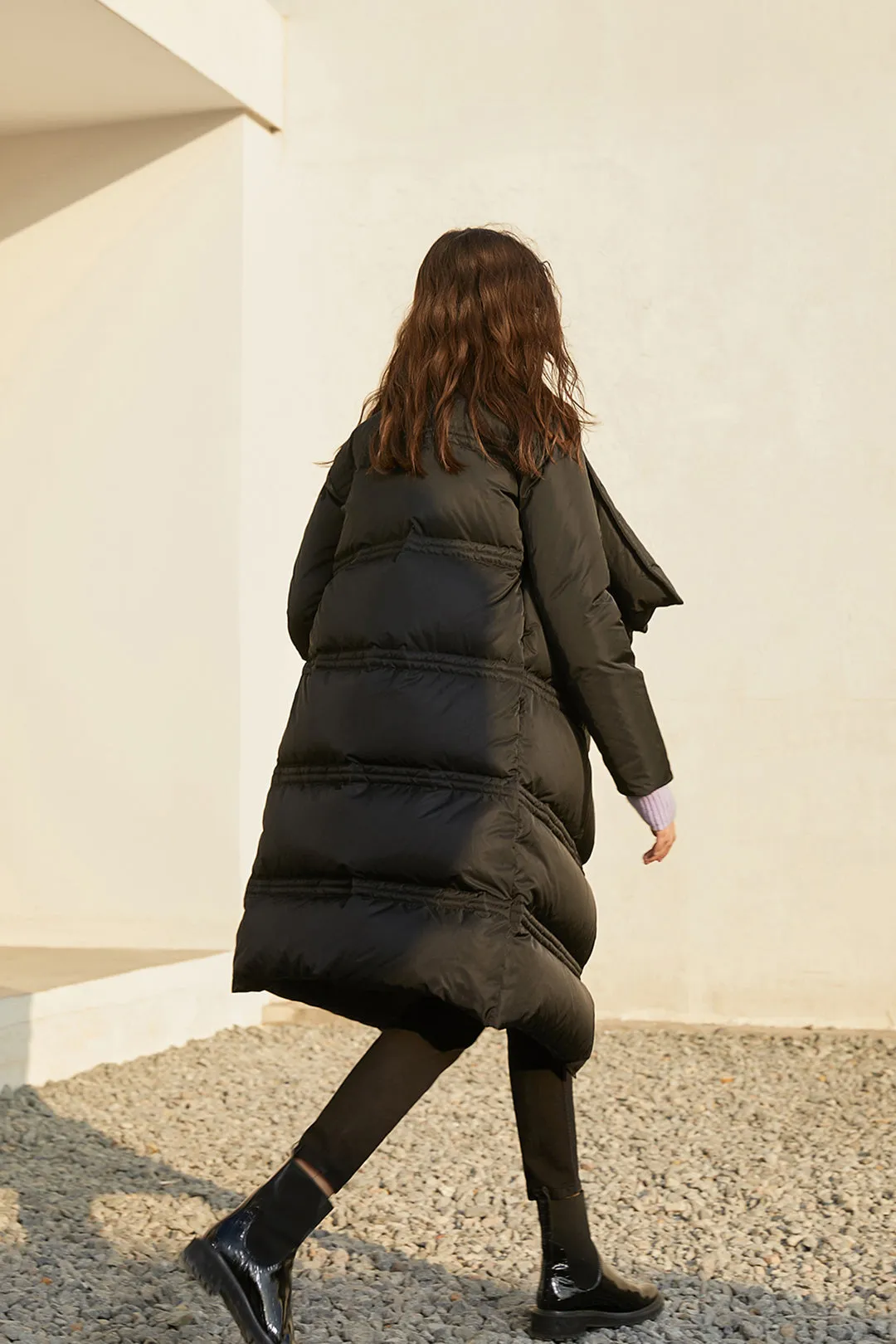 Large lapel down jacket | Mid-length down jacket | Commuter down jacket