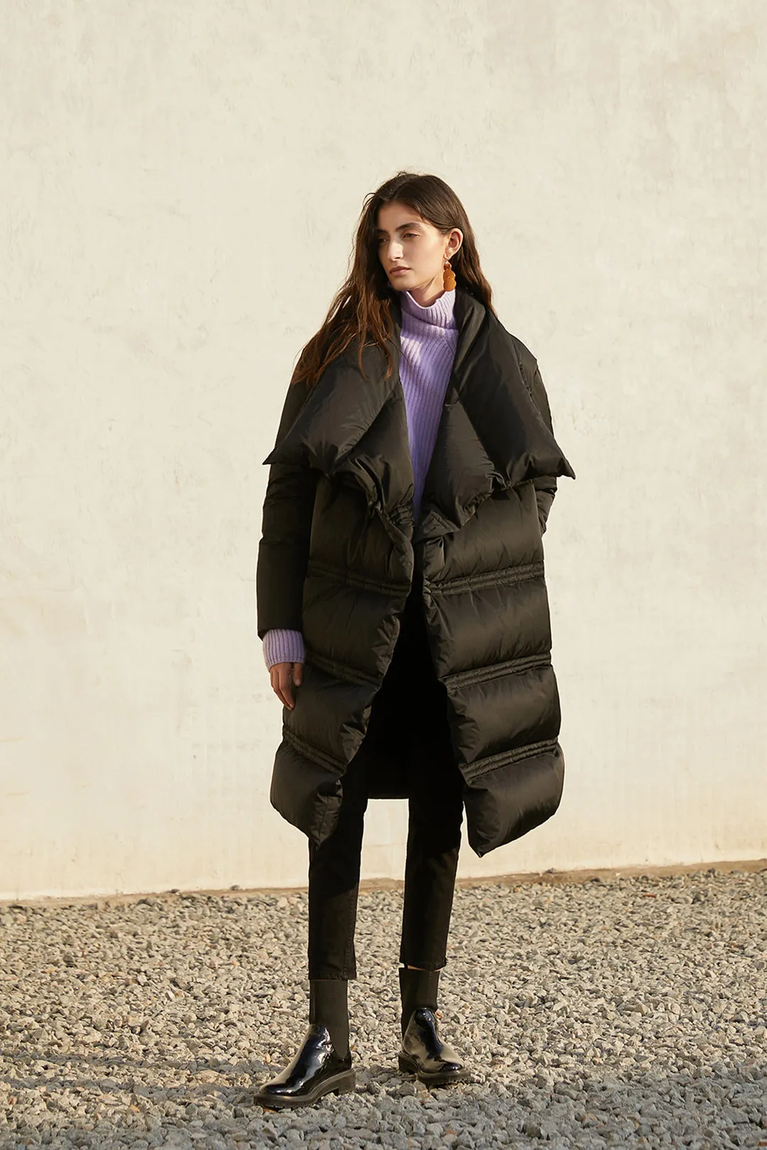 Large lapel down jacket | Mid-length down jacket | Commuter down jacket