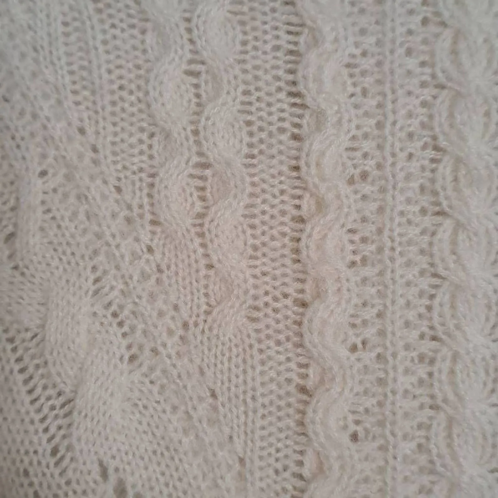 MAGASCHONI Women's Frost White All Cashmere Cable Knit Sweater Size L/G