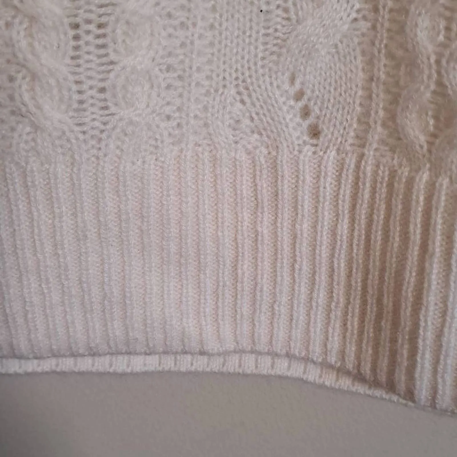 MAGASCHONI Women's Frost White All Cashmere Cable Knit Sweater Size L/G