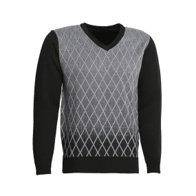 Man’s V-Neck Knitted Sweater With Diamond Print