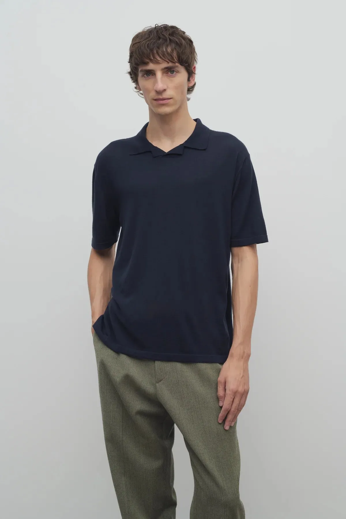 Mauro Top in Wool - Dark Navy