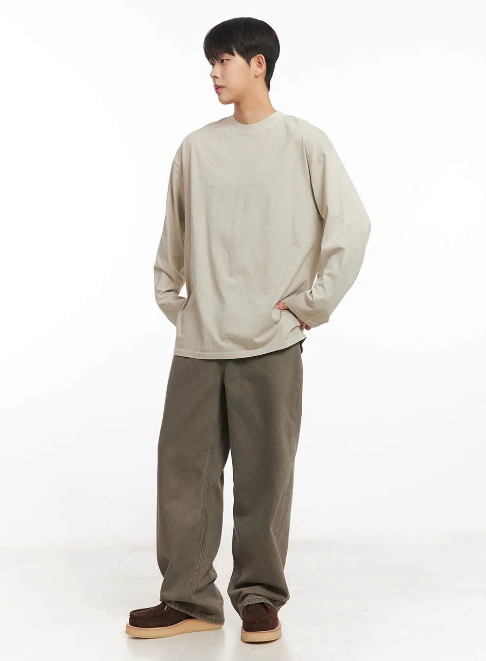 Men's Cotton Washed Wide-Leg Pants IM527