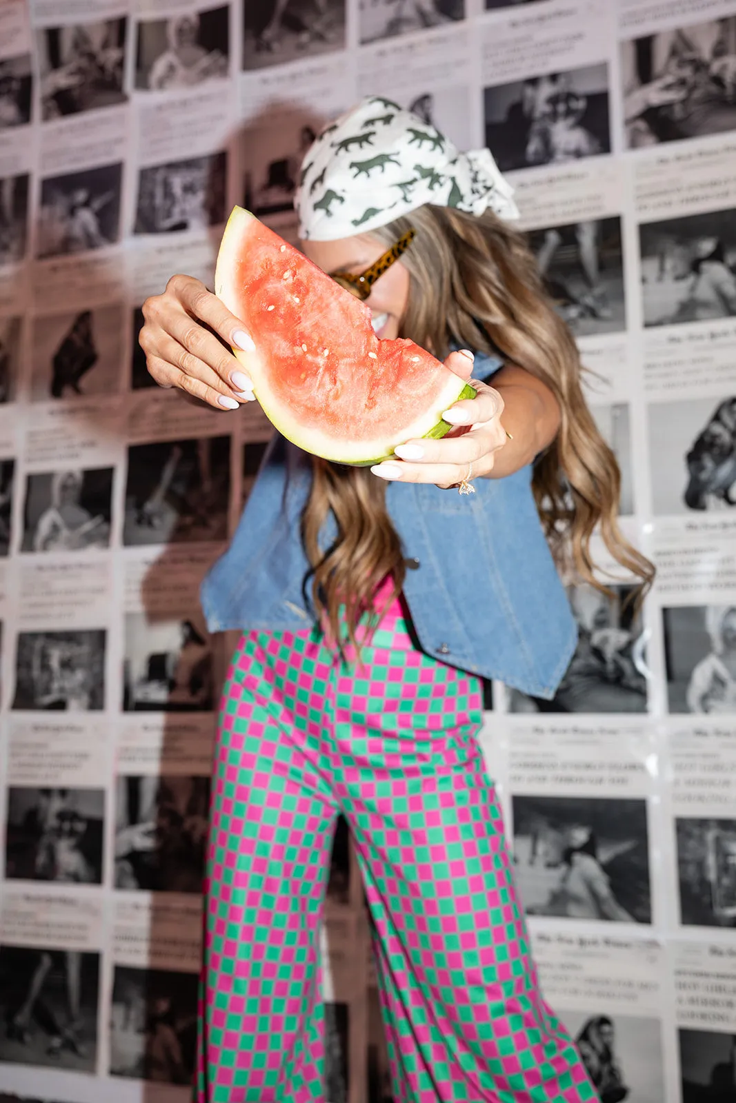 My Reputation Checkered Pants - Watermelon