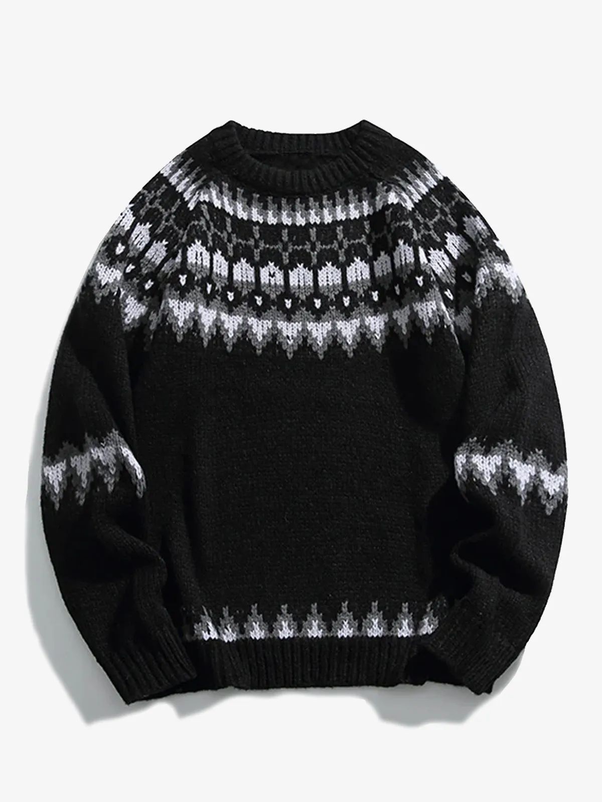 Nordic Pattern Jacquard Woven Knitted Sweater