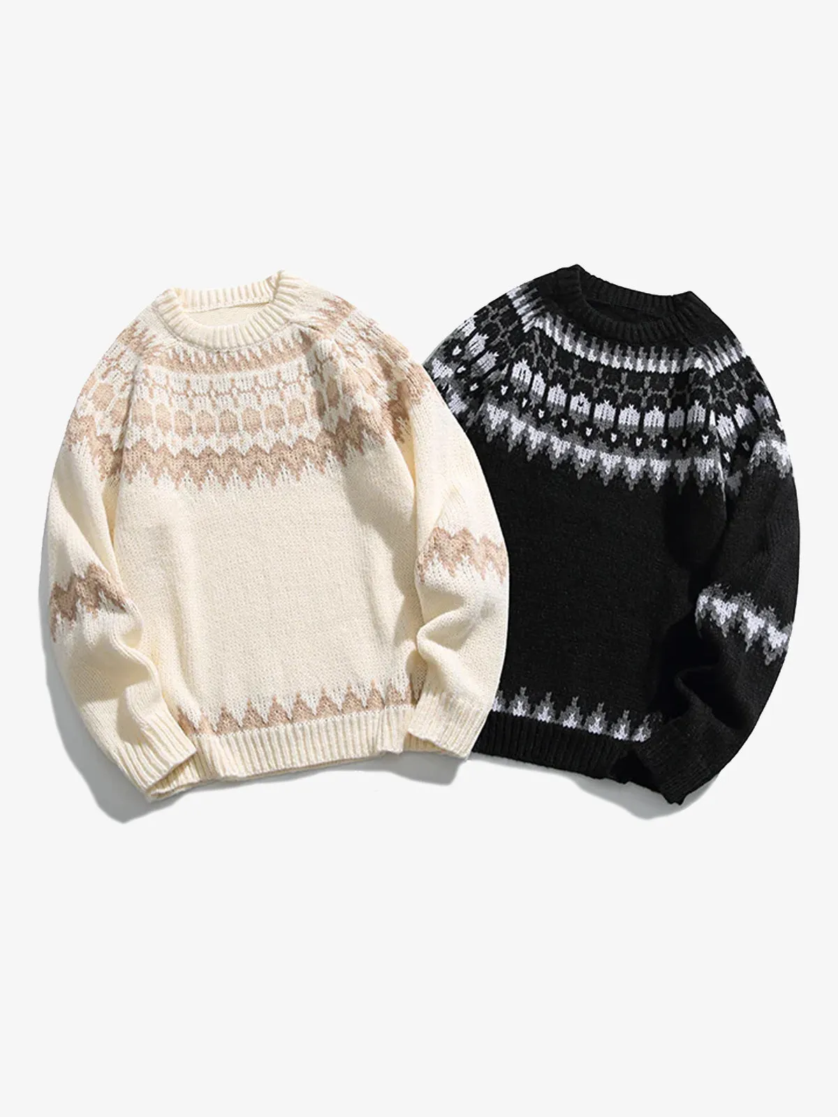Nordic Pattern Jacquard Woven Knitted Sweater