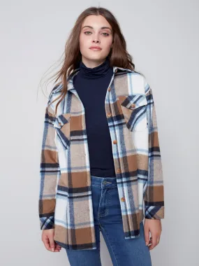 Plaid Flannel Shirt Jacket - Truffle