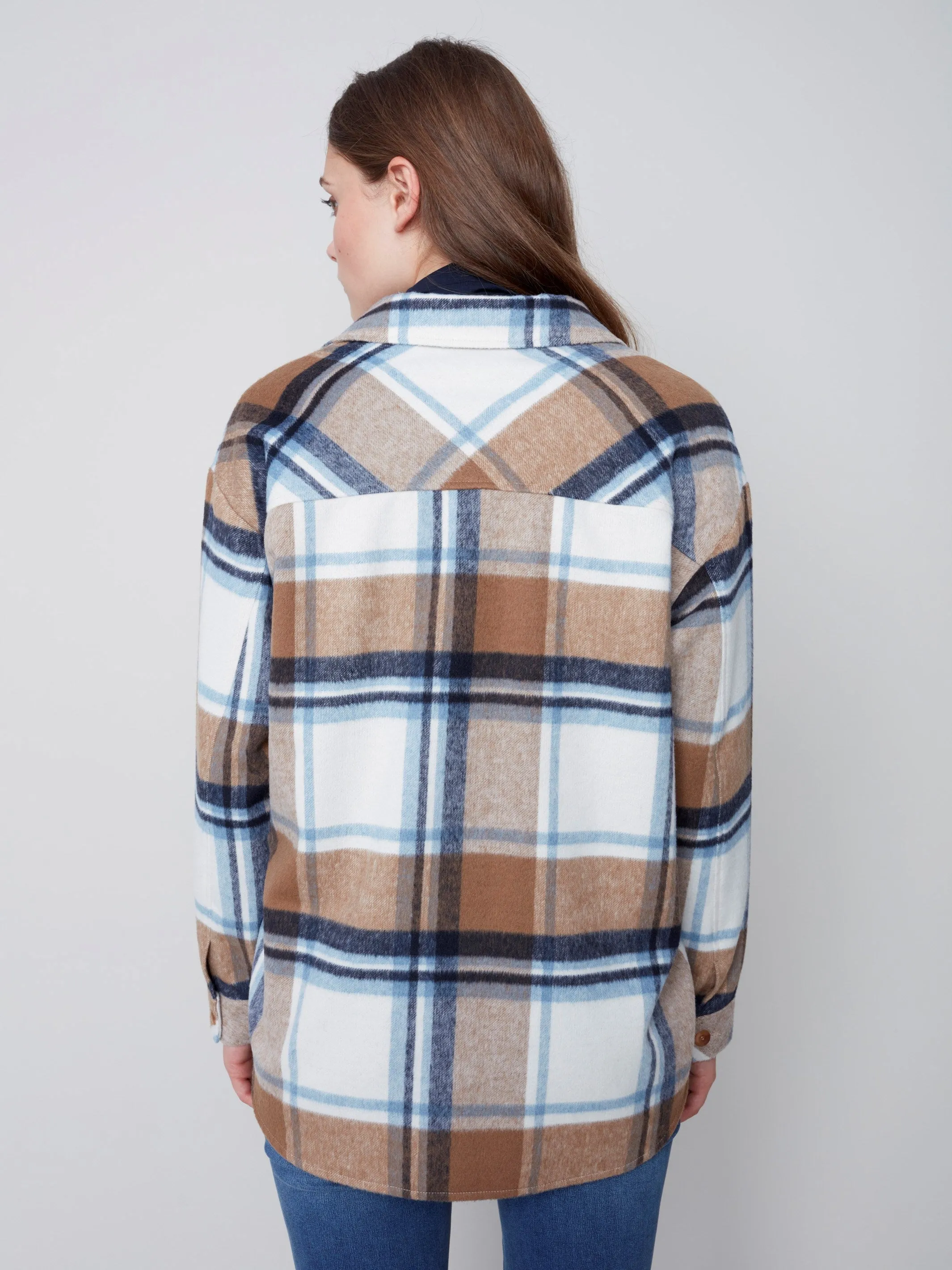 Plaid Flannel Shirt Jacket - Truffle