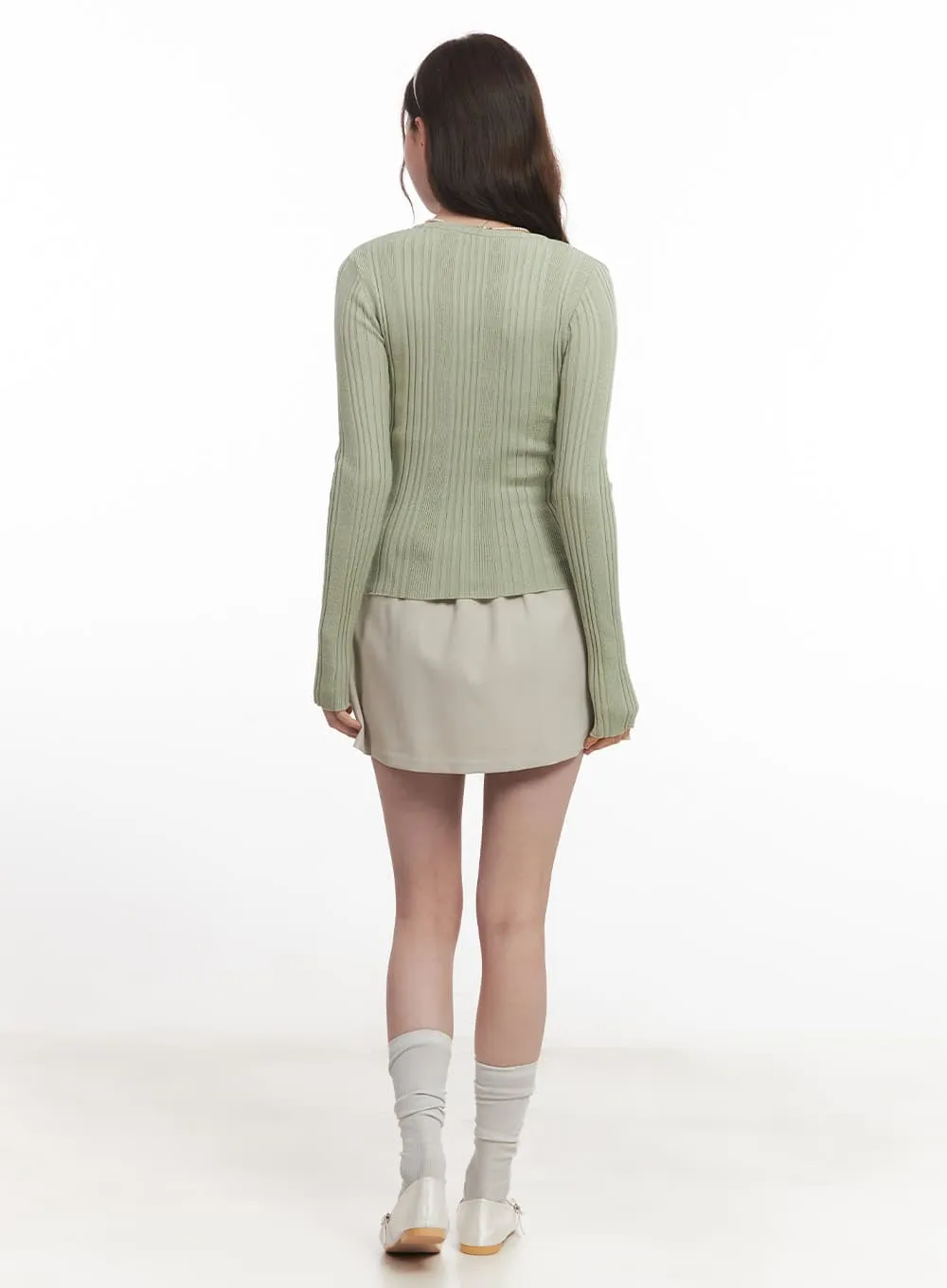 Ribbed Slim-Fit Round Neck Sweater  CA502