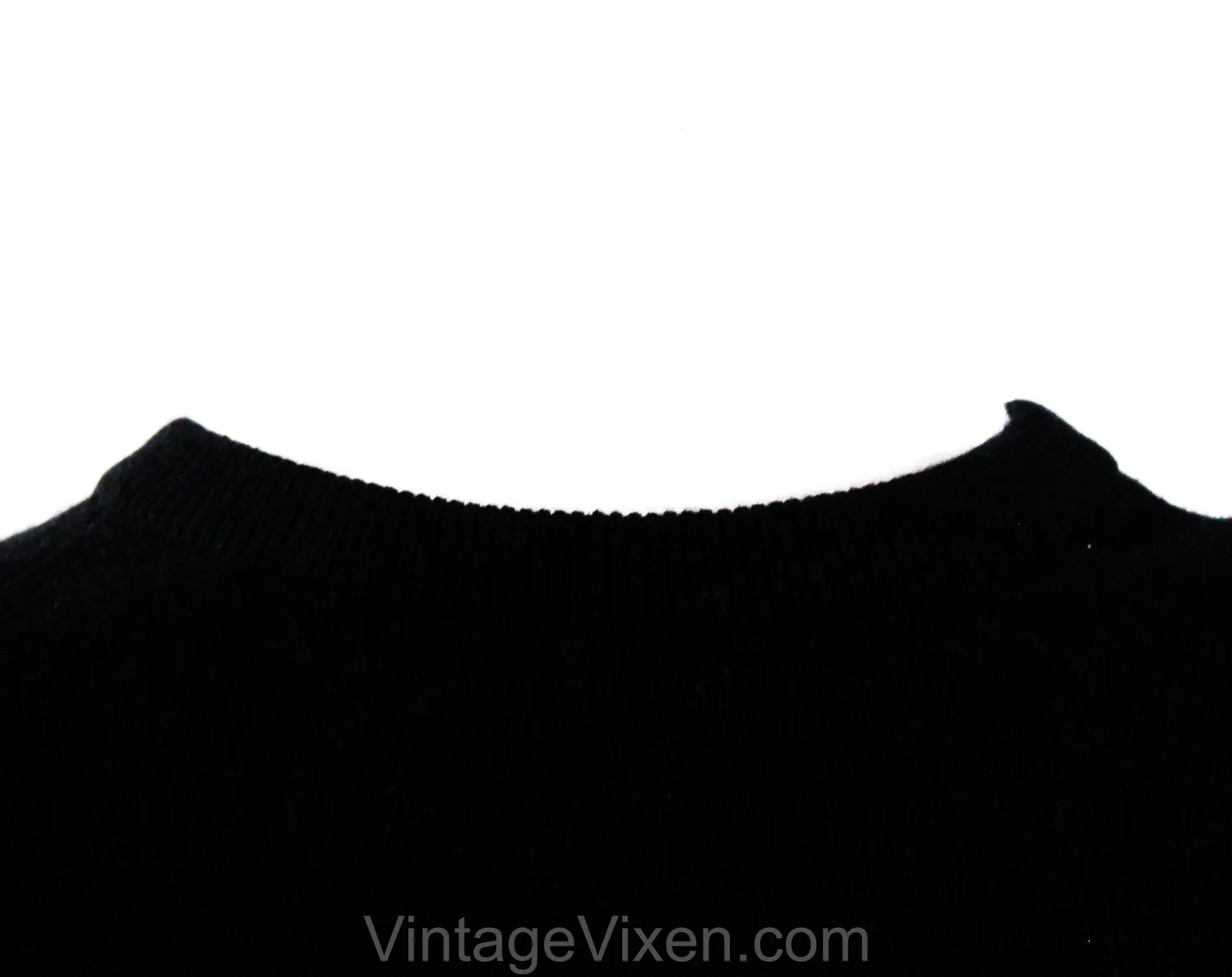 Size 12 Cashmere Sweater - 50s 60s Short Sleeved Black Luxury Knit Pullover - Mid Century Preppie - 1950s Audrey Style Deadstock - Bust 38.5