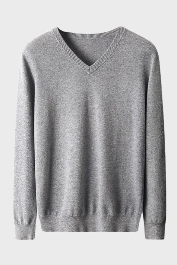 Solid V-Neck Merino-Cashmere Sweater