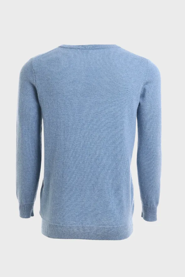 Solid V-Neck Merino-Cashmere Sweater