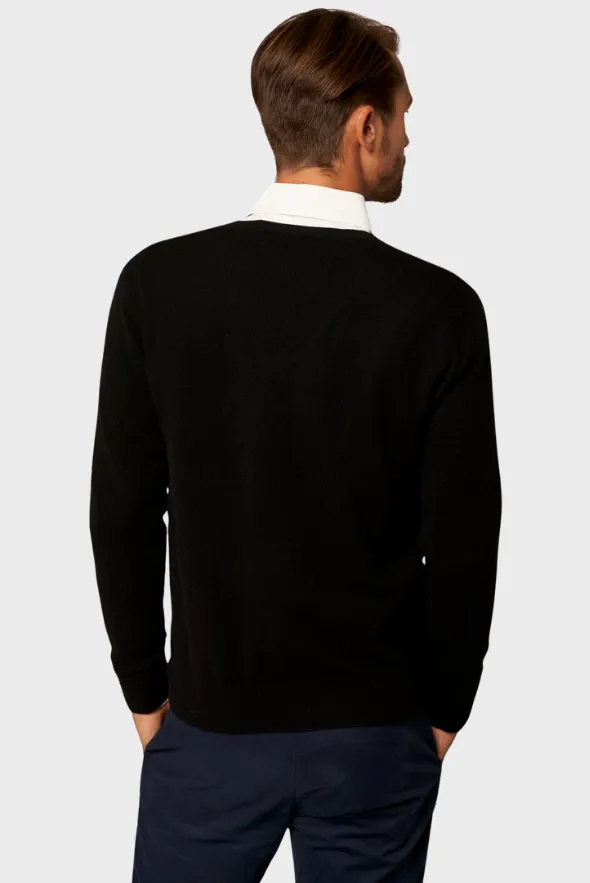 Solid V-Neck Merino-Cashmere Sweater