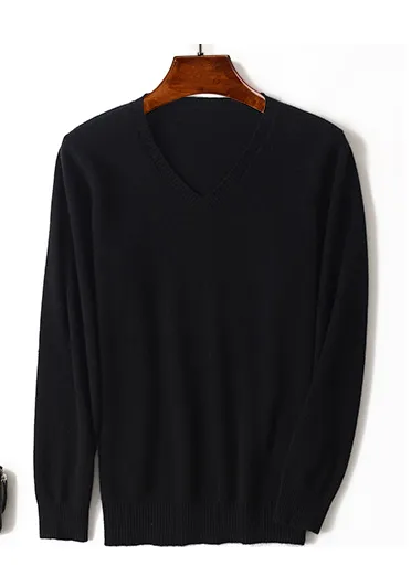 Solid V-Neck Merino-Cashmere Sweater