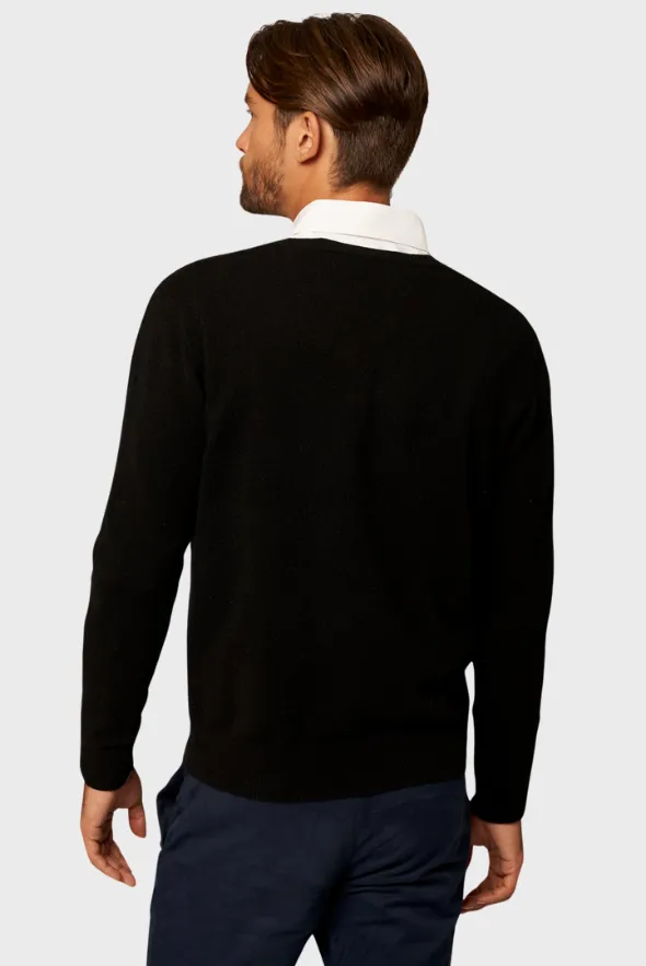 Solid V-Neck Merino-Cashmere Sweater