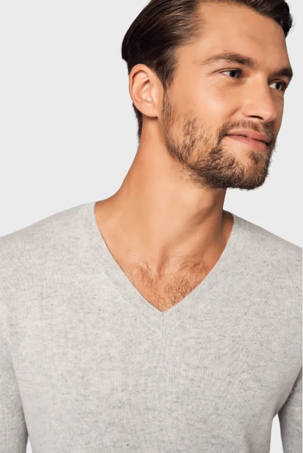 Solid V-Neck Merino-Cashmere Sweater