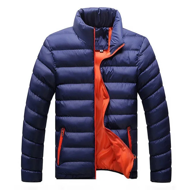 Stand Collar Solid Thick Jacket