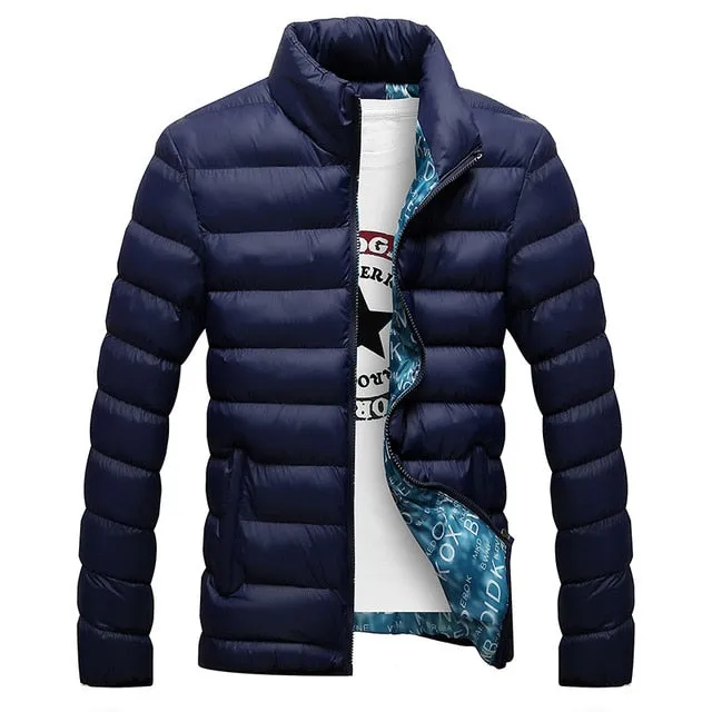 Stand Collar Solid Thick Jacket