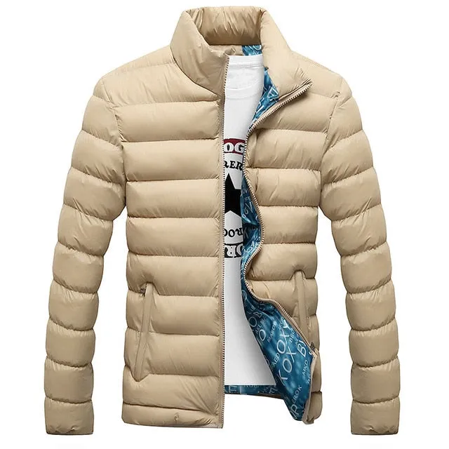 Stand Collar Solid Thick Jacket