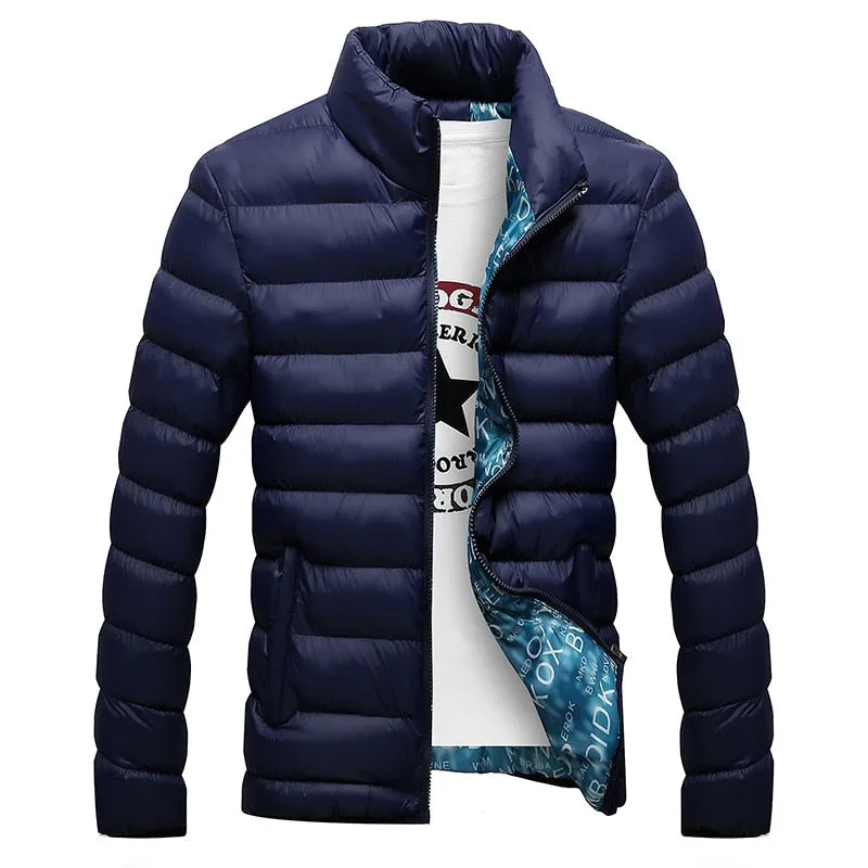 Stand Collar Solid Thick Jacket