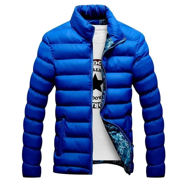 Stand Collar Solid Thick Jacket