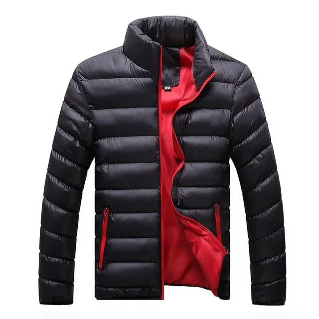 Stand Collar Solid Thick Jacket