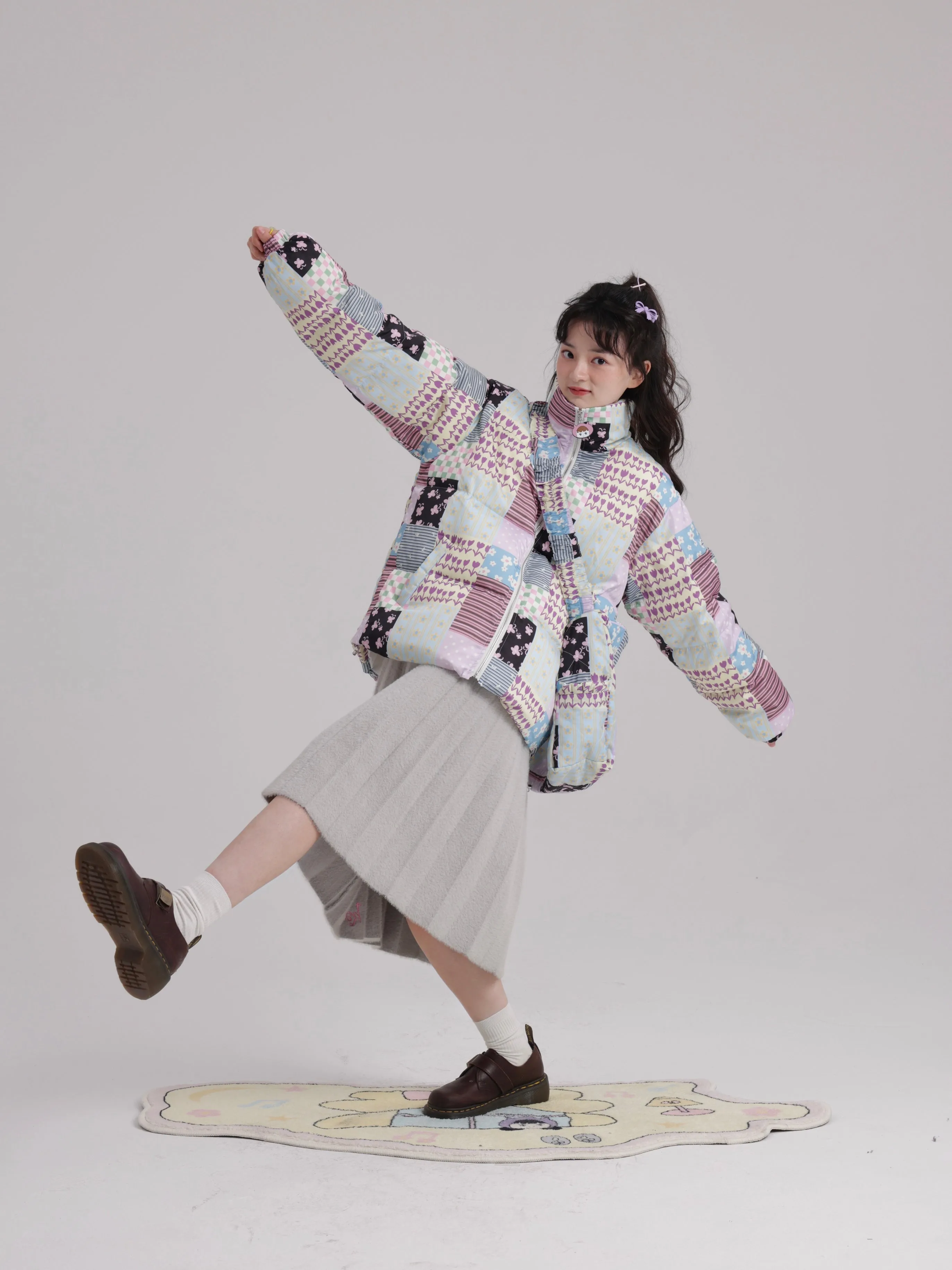 Stitching Printed Zipper Down Jacket【s0000000529】