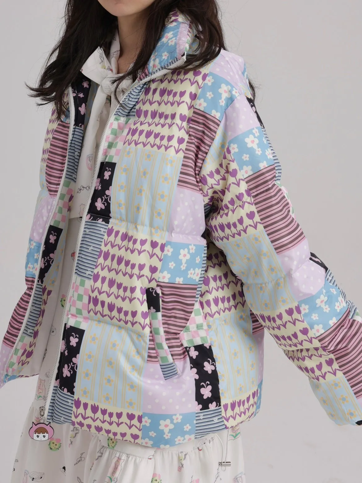 Stitching Printed Zipper Down Jacket【s0000000529】