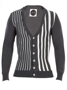 Striped Woollen Cardigan - Grey