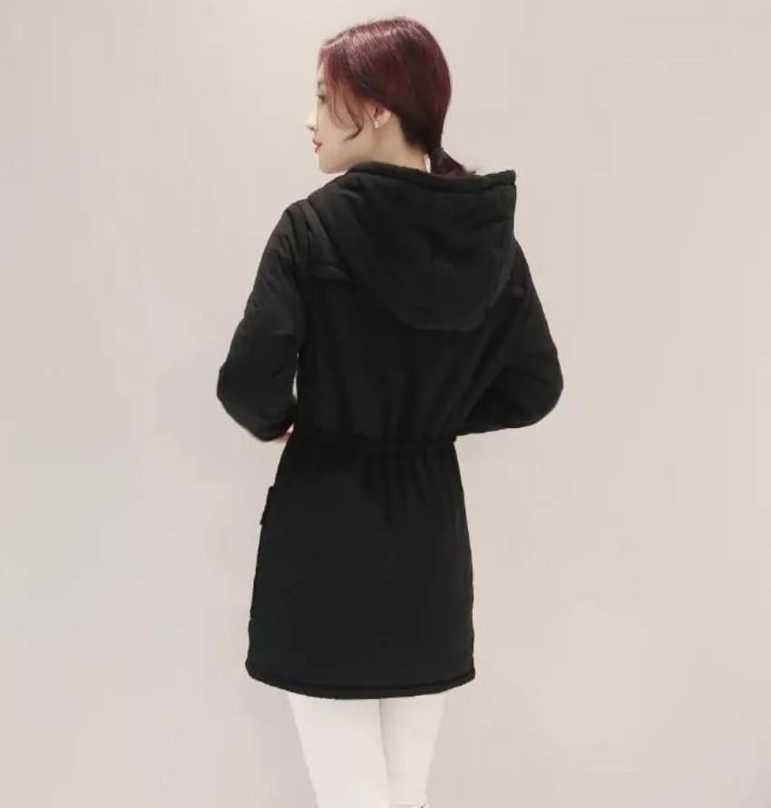 Womens Army Green Hooded Parka Coat