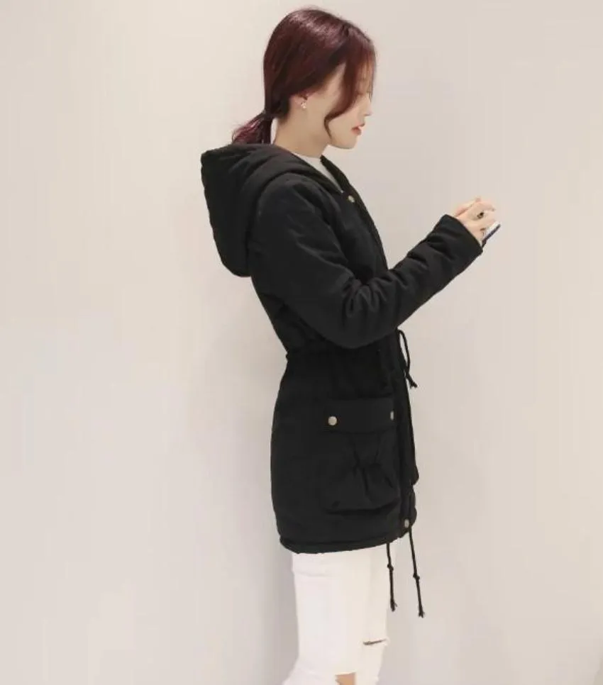 Womens Army Green Hooded Parka Coat