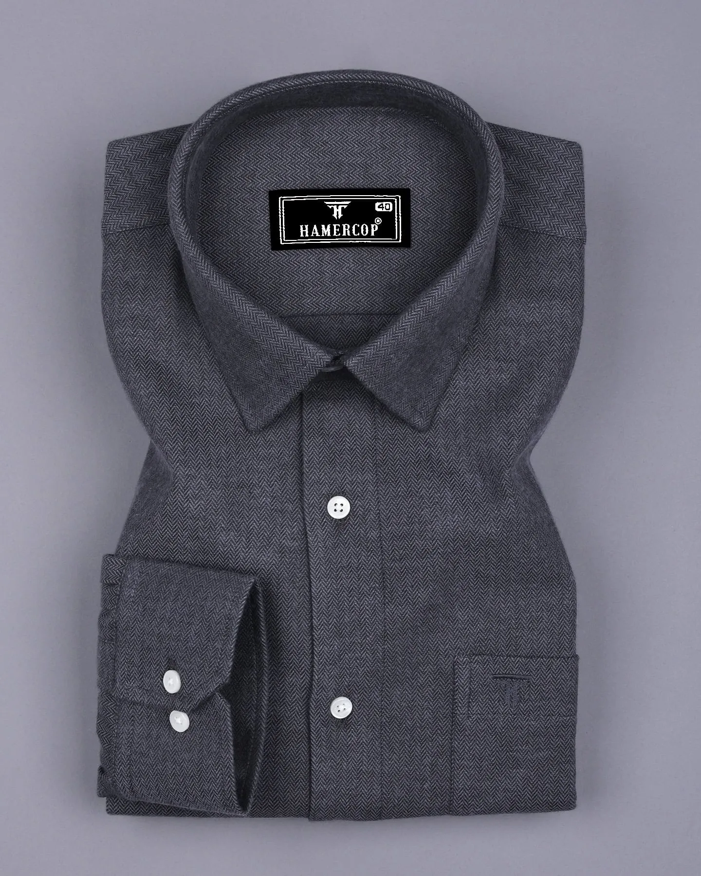 Zombie Gray Zigzag Texture Plaid Flannel Cotton Shirt