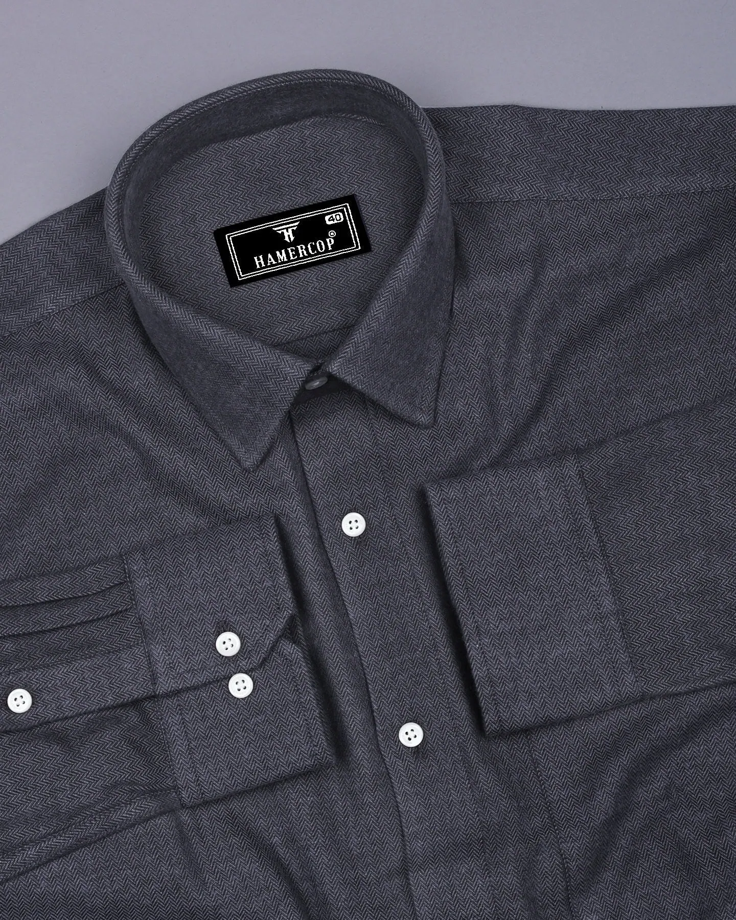 Zombie Gray Zigzag Texture Plaid Flannel Cotton Shirt